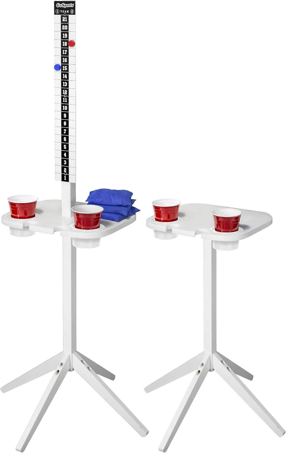 GoSports ScoreCaddy Set Of 2 Outdoor Scoreboard Tables With Drink Holders - Perfect Score Tracker Accessory For Backyard Cornhole And Yard Games