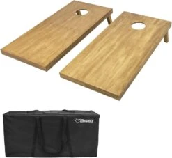 GoSports 4 Ft X 2 Ft Regulation Size Wooden Cornhole Boards Set - Includes Carrying Case - Full Regulation Size Bean Bag Toss Boards