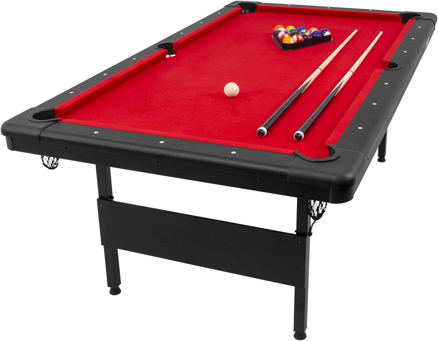 GoSports 6 Ft Or 7 Ft Billiards Table - Portable Pool Table - Includes Full Set Of Balls, 2 Cue Sticks, Chalk, And Felt Brush; Choose Your Size And Color