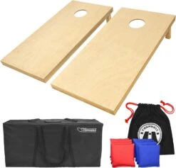 GoSports Solid Wood Premium Cornhole Set - Choose Between 4 Feet X 2 Feet Or 3 Feet X 2 Feet Game Boards, Includes Set Of 8 Corn Hole Toss Bags