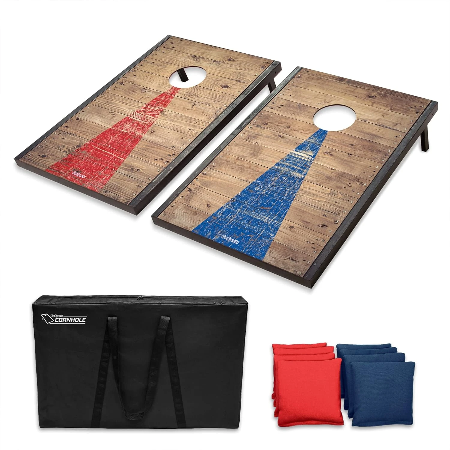 GoSports Classic Cornhole Set – Includes 8 Bean Bags, Travel Case And Game Rules (Choice Of Style)