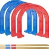 GoSports Giant Horseshoes Set - Made From Durable Plastic With Wooden Stakes