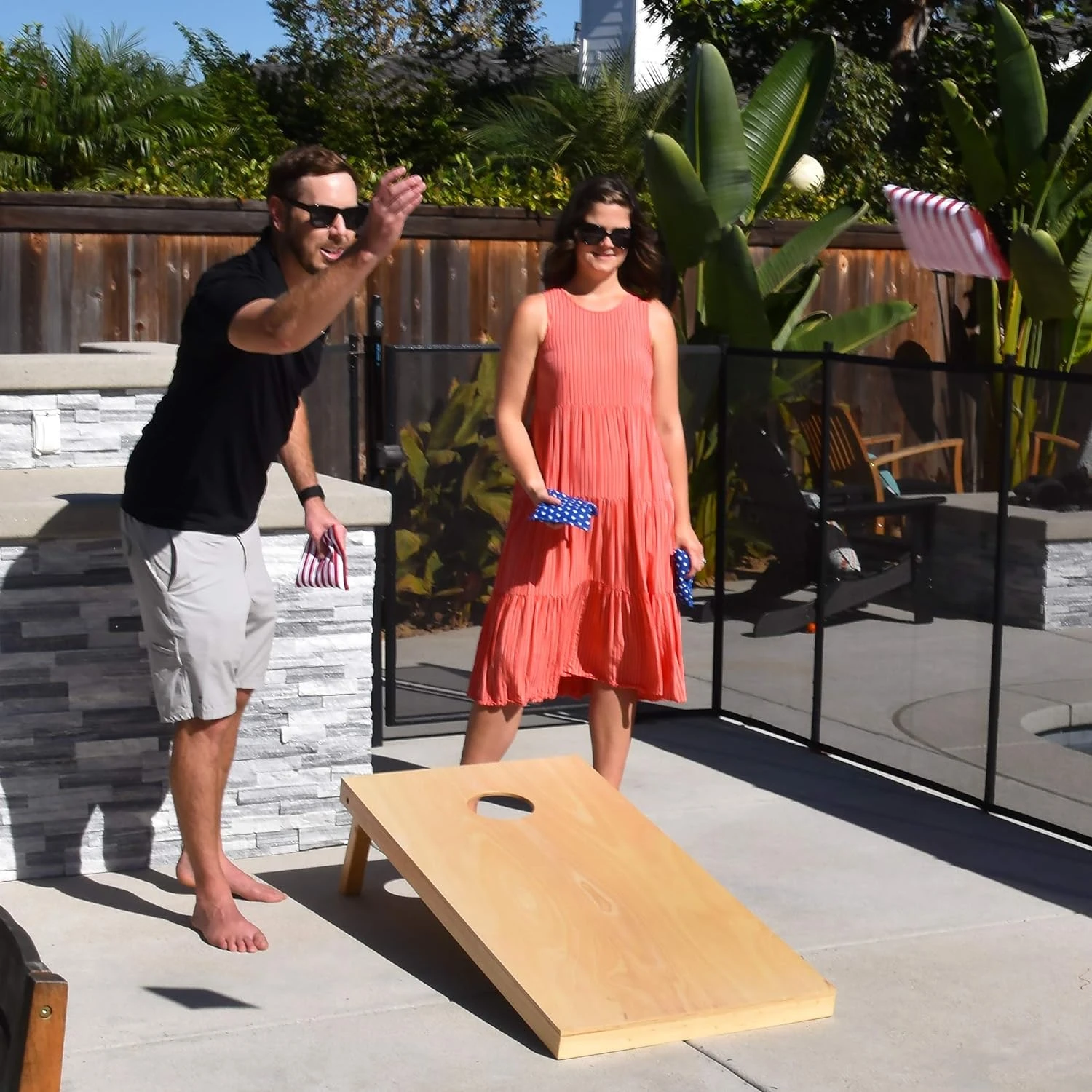 GoSports Regulation Size Wooden Cornhole Set With Natural Wood Finish - Includes Carrying Case - Image 6