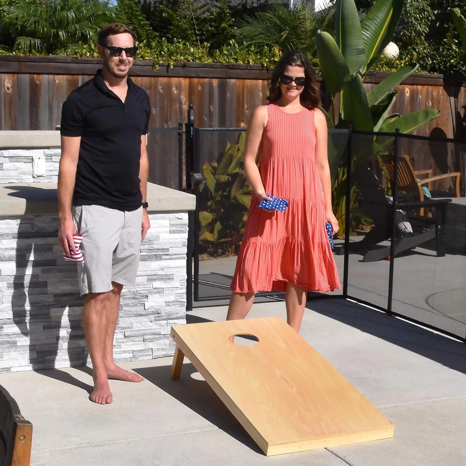 GoSports Regulation Size Wooden Cornhole Set With Natural Wood Finish - Includes Carrying Case - Image 5