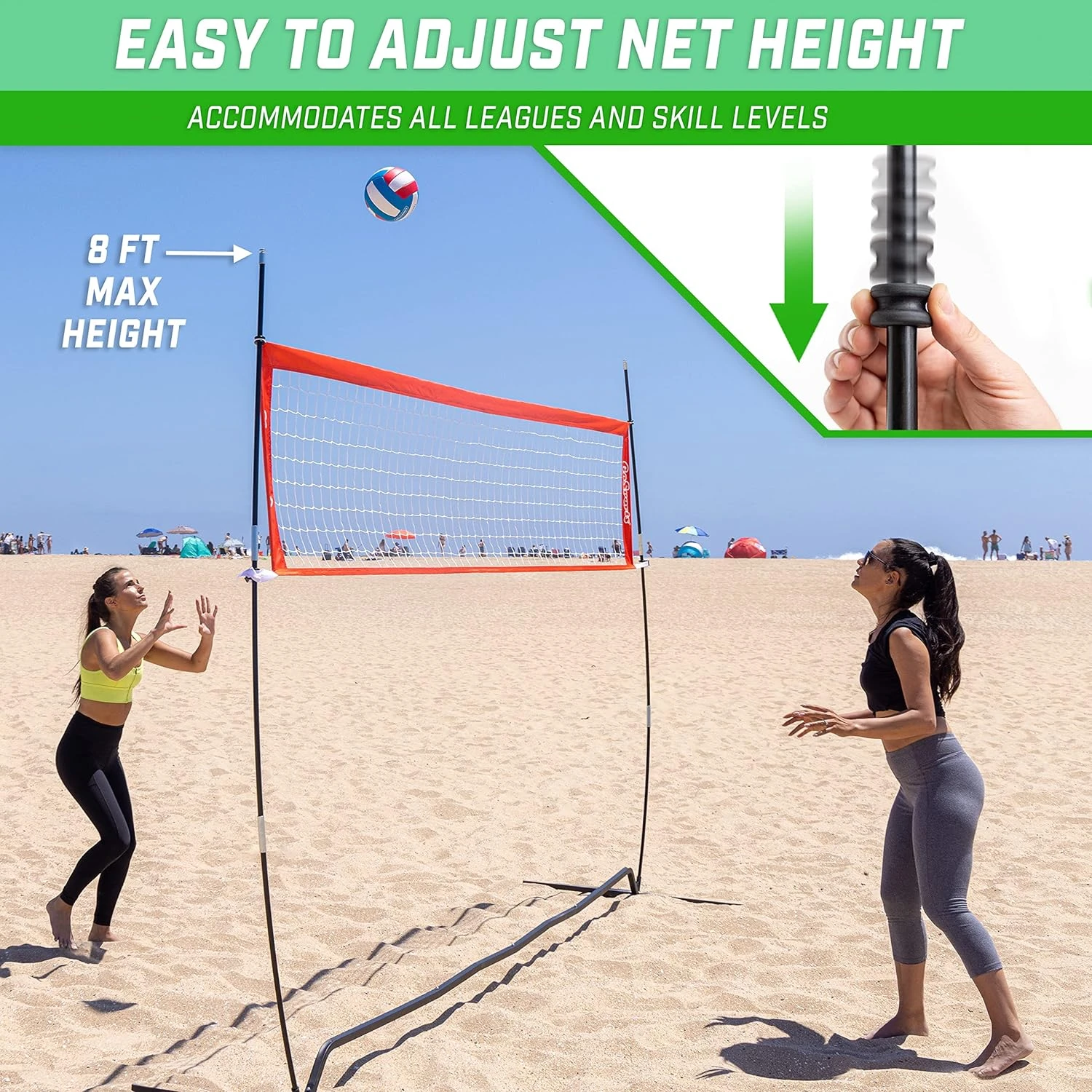 GoSports Freestanding Volleyball Training Net For Indoor Or Outdoor Use - Instant Setup And Height Adjustable - 12 Ft Or 20 Ft Sizes - Image 3