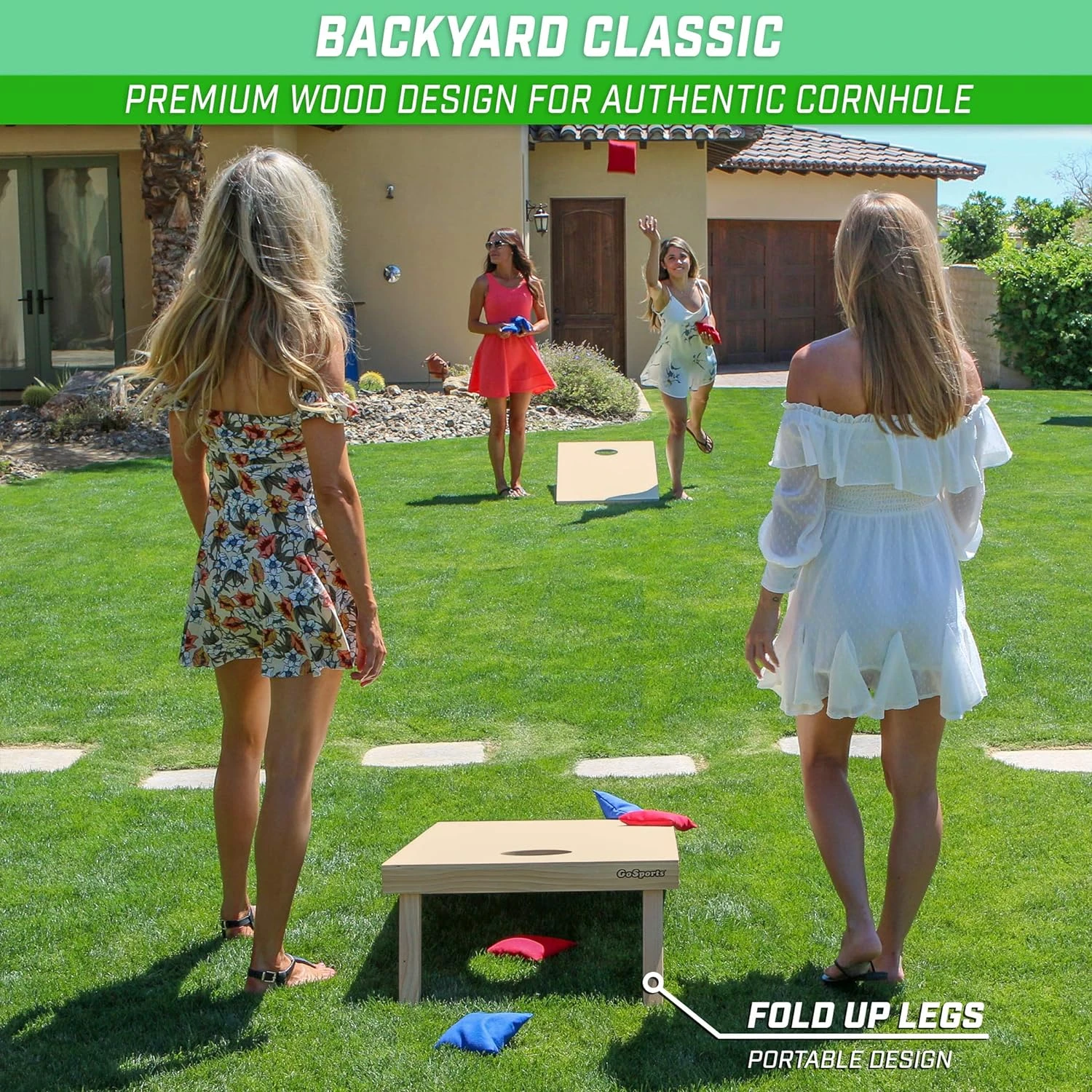 GoSports Solid Wood Premium Cornhole Set - Choose Between 4 Feet X 2 Feet Or 3 Feet X 2 Feet Game Boards, Includes Set Of 8 Corn Hole Toss Bags - Image 3