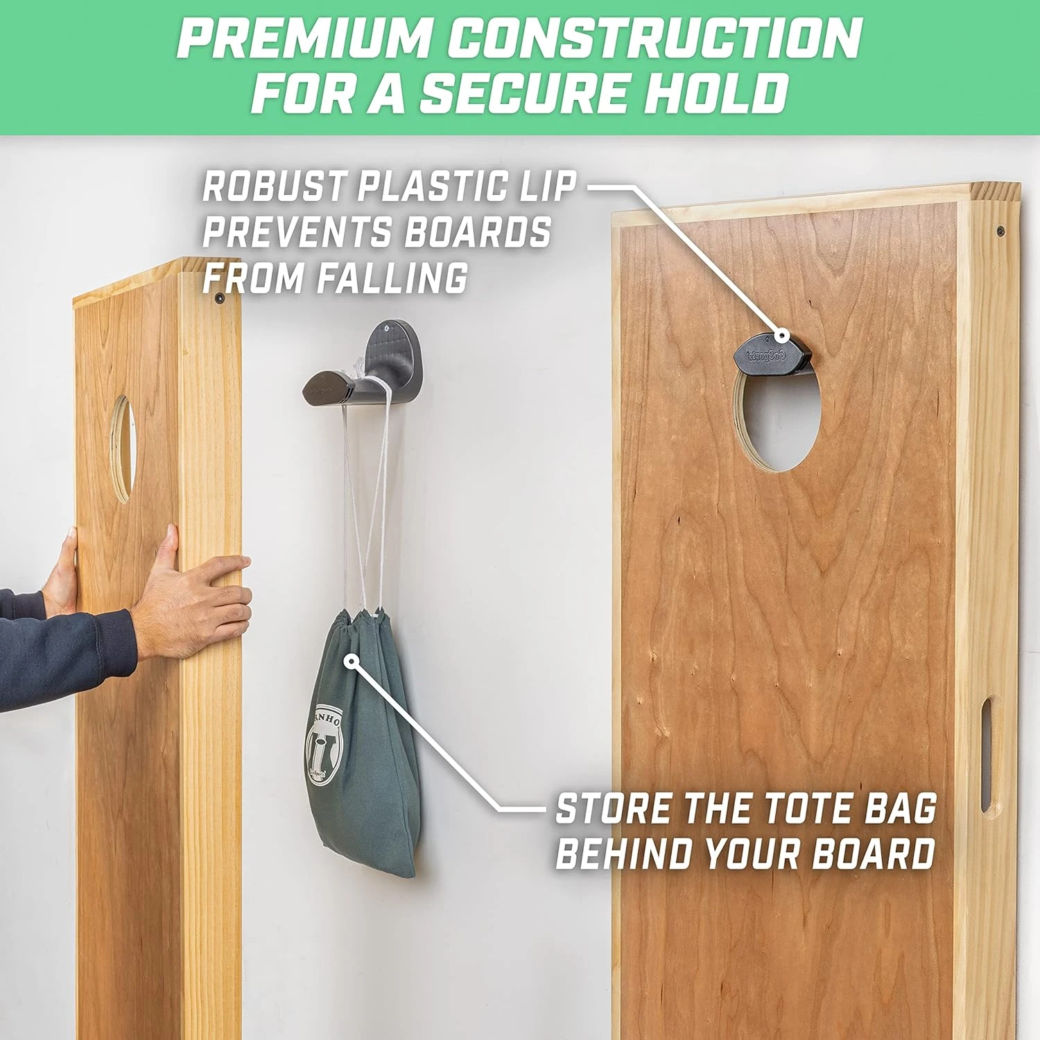GoSports Wall Mounted Cornhole Board Hangers - Set Of 2 - Includes Bean Bag Tote - Image 6