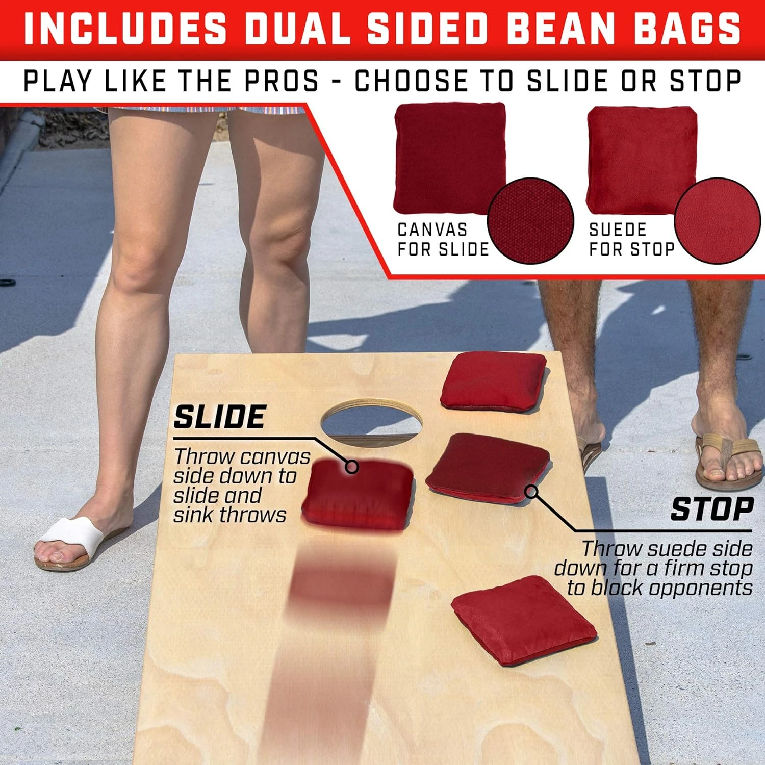 GoSports Tournament Cornhole Bags - Dual Sided Stop & Slide Bean Bags - Image 4