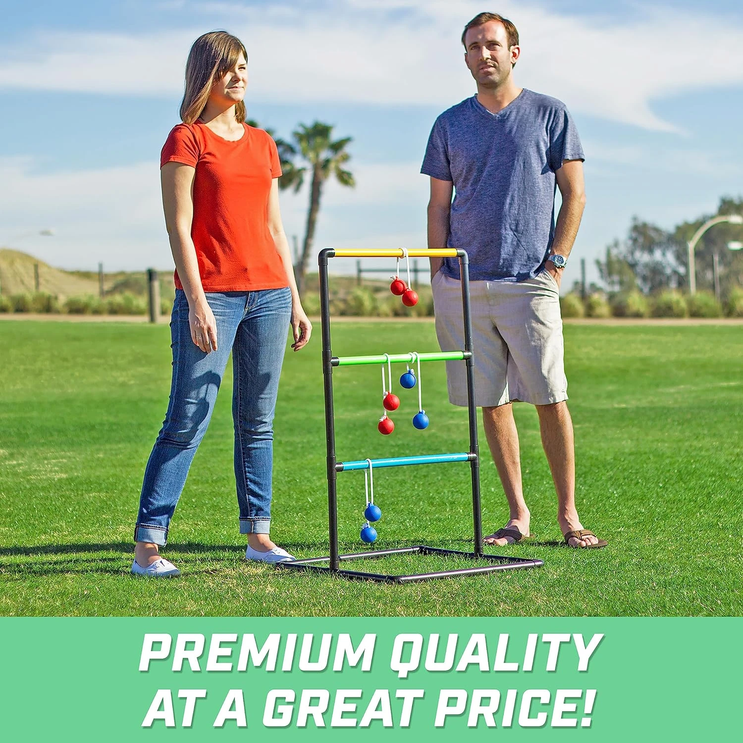 GoSports Ladder Toss Indoor & Outdoor Game Set With 6 Soft Rubber Bolo Balls And Travel Carrying Case - Choose Pro Or Classic - Image 3