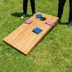 GoSports Light Wood Stain Cornhole Toss Game Set