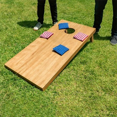 GoSports Light Wood Stain Cornhole Toss Game Set