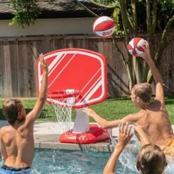 GoSports Splash Hoop PRO Swimming Pool Basketball Game With Poolside Water Basketball Hoop 2 Balls And Pump