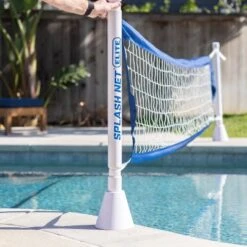 GoSports Deck-Mounted Splash Net ELITE Inground Pool Volleyball Game - Permanent Deck Mounted For Inground Pools