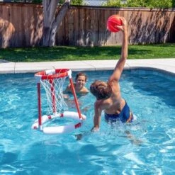 GoSports Splash Hoop 360 Floating Pool Basketball Game 4pc - Red
