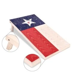GoSports Texas Regulation Size Wooden Cornhole Set - Texas Flag Design With Bags & Case