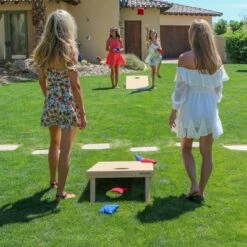GoSports Natural Wood Cornhole Toss Game Set